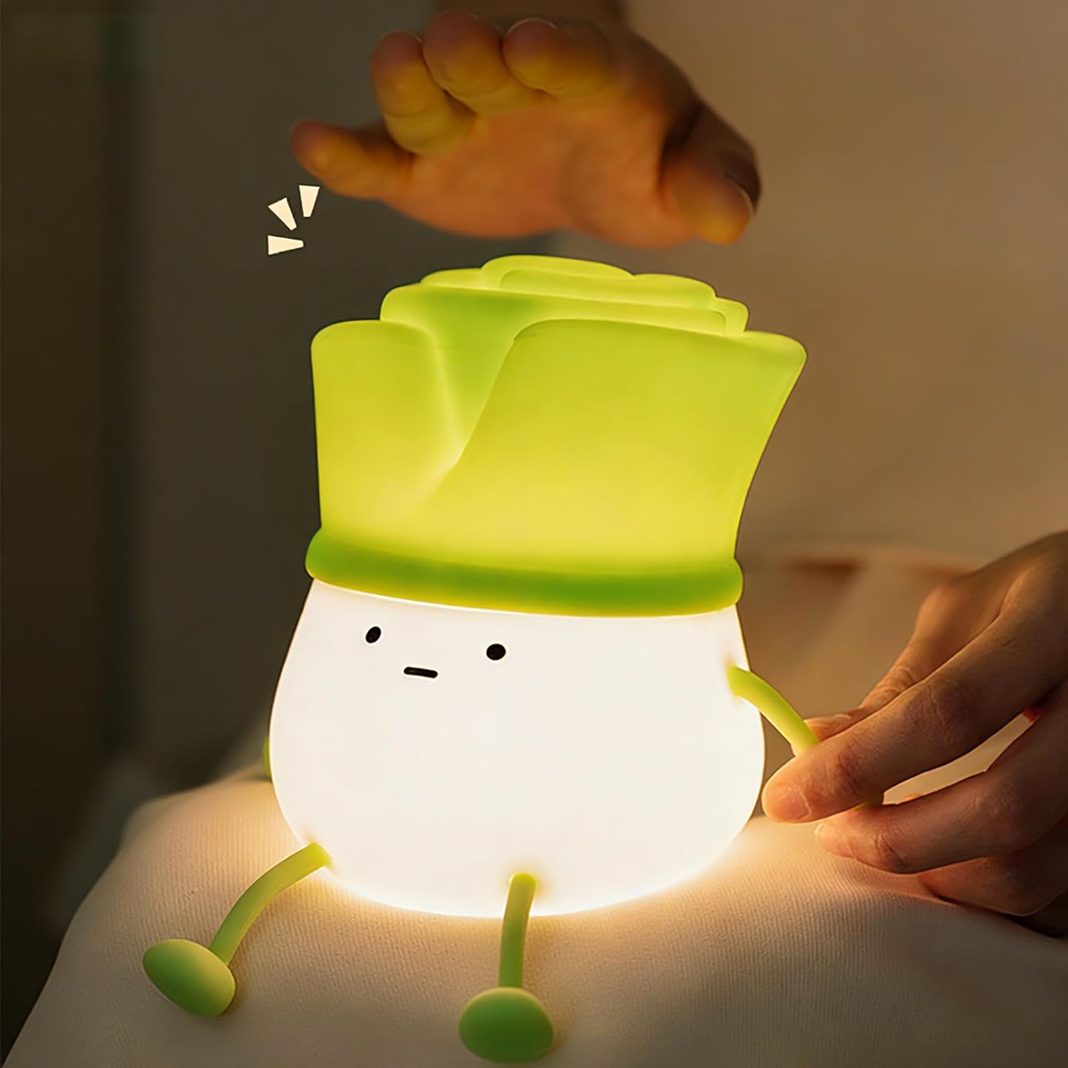 Chive Night Light, Rechargeable Silicone Lamp with Phone Stand & Timer