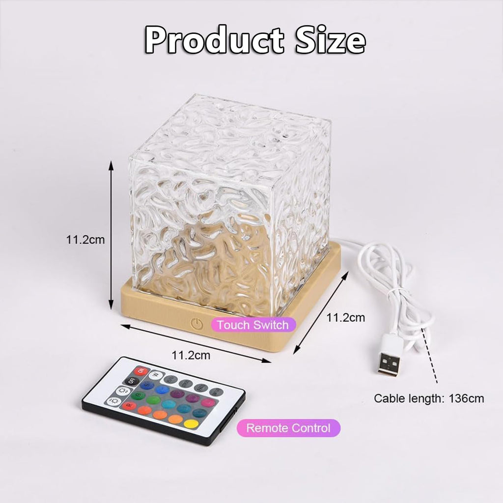 Ocean Wave Projection Light, 16-Color LED Cube Lamp with Remote