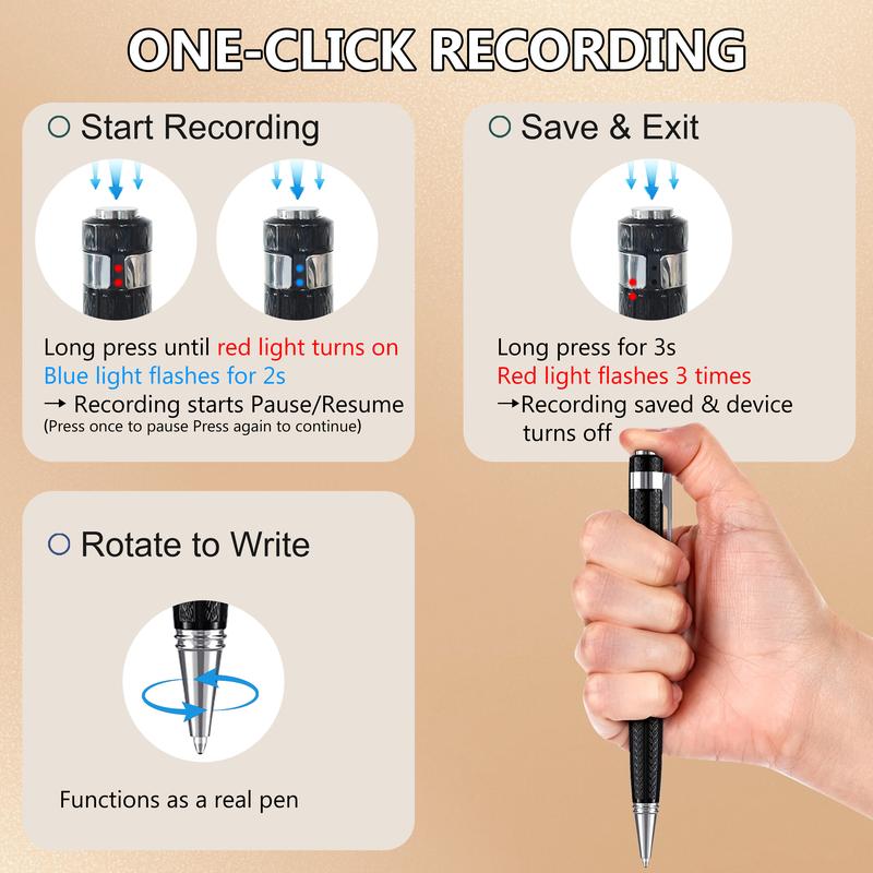 64GB Ultra Hidden Voice Recorder – One-Touch, 20H Battery, Noise Reduction, OTG Included