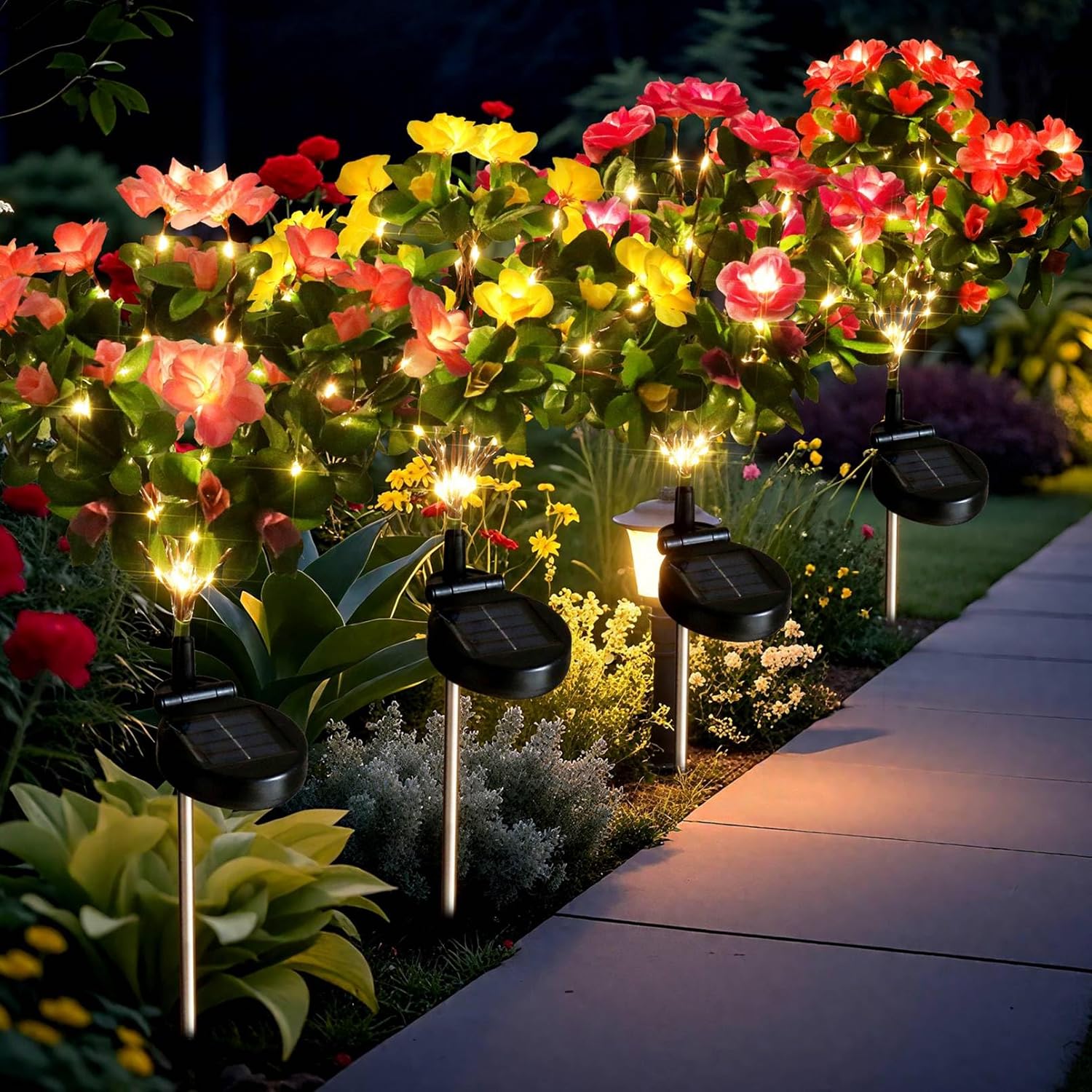 🔥Last Day 50% OFF-LED Solar Flower Lights Rhododendron Outdoor Simulated Flower Lamp